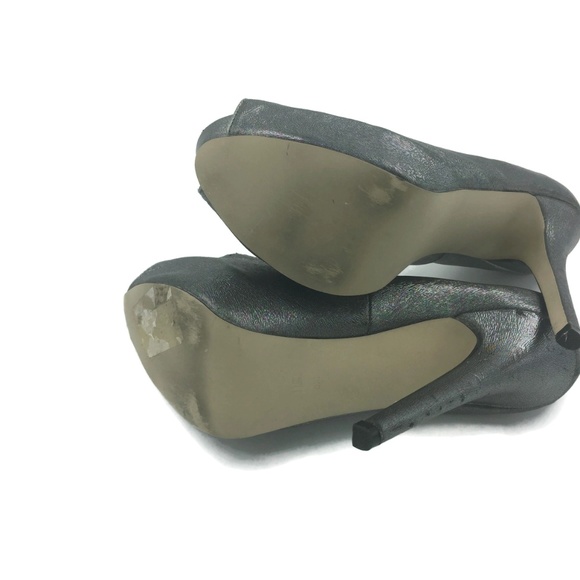 JLO Metallic Gray Shiny platform open toe heels - Picture 4 of 7